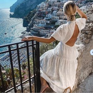 NWT Zara eyelet open back dress